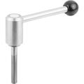 Kipp Adjustable Tension Levers in stainless, ext. thread, 0°, metric K0109.3162X70